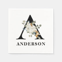 Svartvit Blommigt, Monogram A