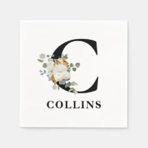 Svartvit Blommigt, Monogram C