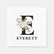 Svartvit Blommigt, Monogram E