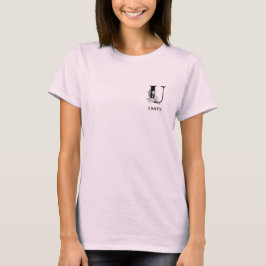 Svartvit Blommigt Monogram U-Anpassningsbar T Shirt