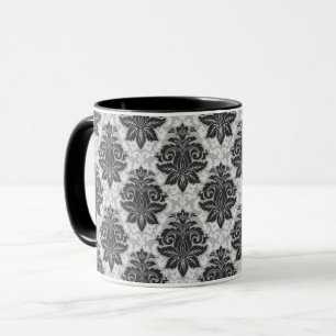 Svartvit Blommigt Mugg