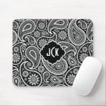 Svartvit Blommigt Paisley Mönster<br><div class="desc">Vit elegant-blommigt paisley-dämparmönster över en svart och utbytbar bakgrund med ett anpassade monogram.</div>