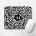 Svartvit Blommigt Paisley Mönster Musmatta<br><div class="desc">Vit elegant-blommigt paisley-dämparmönster över en svart och utbytbar bakgrund med ett anpassade monogram.</div>