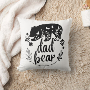 Svartvit Blommigt Pappa Bear Kudde