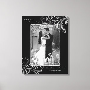 Svartvit Blommigt, Porträtt fotomall Bild