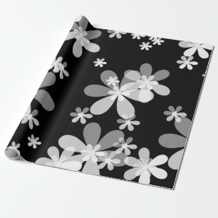 svartvit blommigt presentpapper