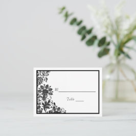 Svartvit Blommigt-skadeenhet | Platt Anpassningsba Placeringskort
