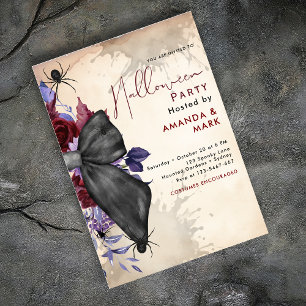 Svartvit blommigt, svartvitt och spindelinbjudan inbjudningar