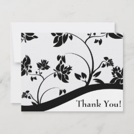 Svartvit Blommigt - tackkort Tack Kort