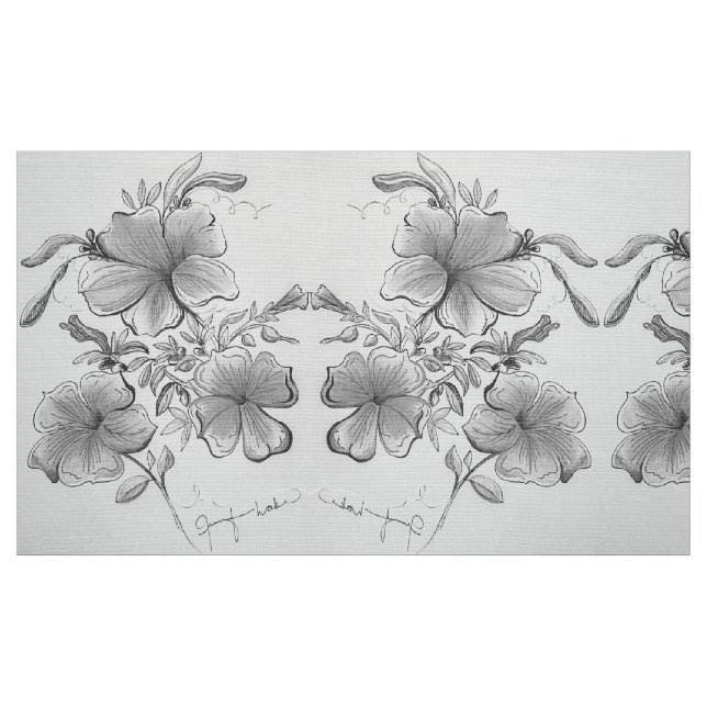 Svartvit Blommigt Tyg (Fat Quarter)