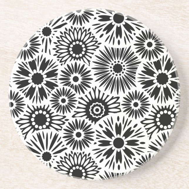 Svartvit blommigt underlägg (Framsidan)