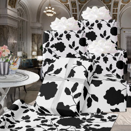 Svartvit Blommigt Vine Elegant bröllop Party Presentpapper