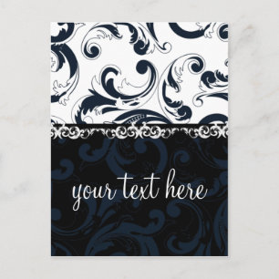 Svartvit Blommigt Vykort