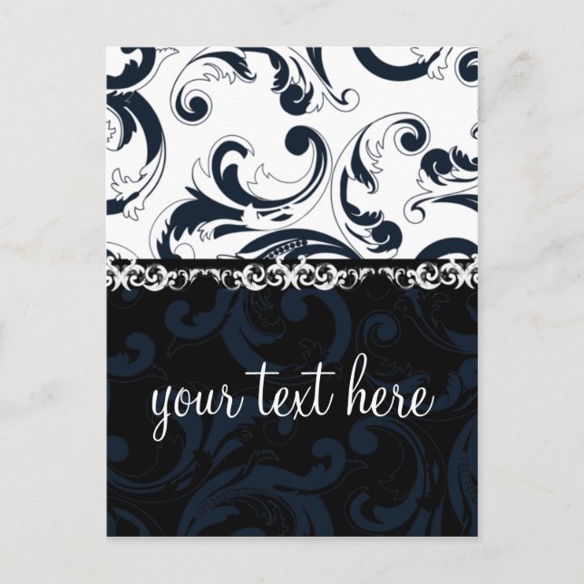 Svartvit Blommigt Vykort (Framsida)