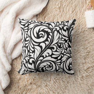 Svartvit Blommönster Cushion Kudde