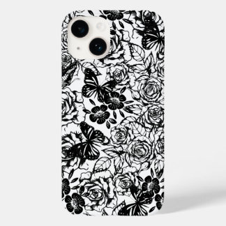 Svartvit blommönster iphone case