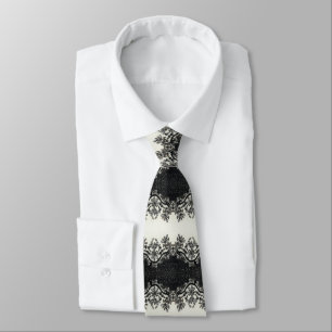 Svartvit Blommönster med giglamorfärgad vintage Slips