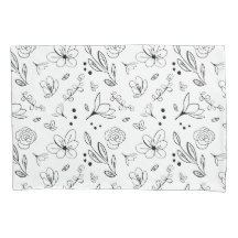 Svartvit Blommönster - minimalistisk modern