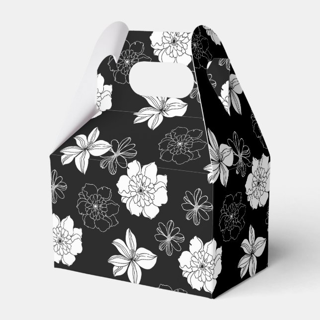 Svartvit, Blommönster Presentaskar (Framsidan Sidan)