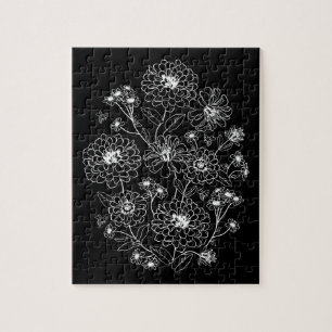 Svartvit blommönster pussel
