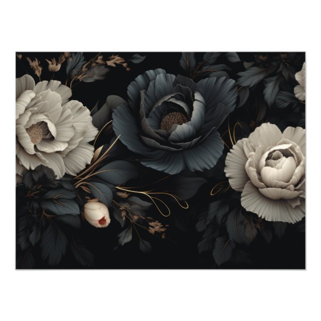 Svartvit blommor fototryck (Framsidan)