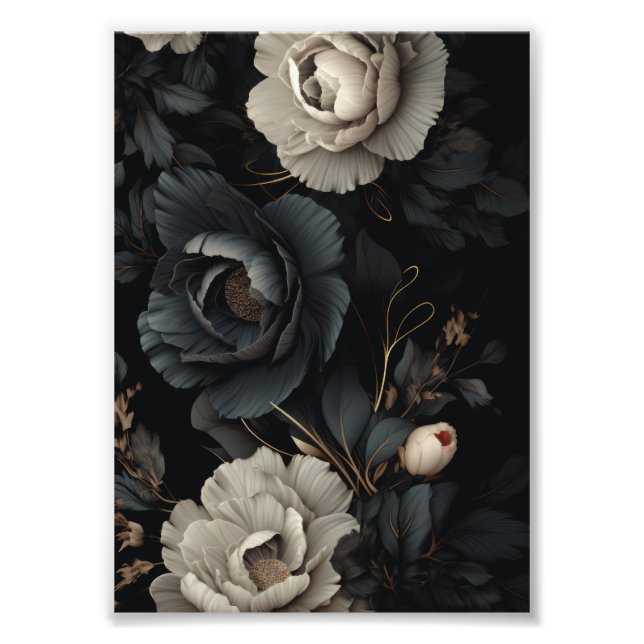 Svartvit blommor fototryck (Framsidan)