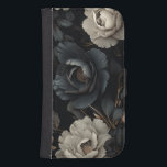 Svartvit blommor galaxy s4 plånbok<br><div class="desc">Svartvit blommor</div>