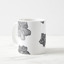 Svartvit blommor Kaffe Mugg
