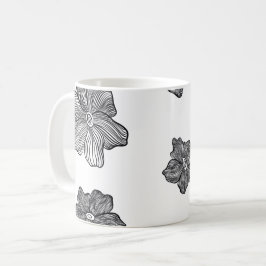 Svartvit blommor Kaffe Mugg 