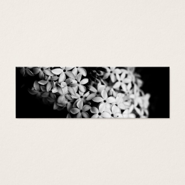 Svartvit blommor litet visitkort (Framsidan)