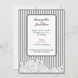 Svartvit blommor med Rand Bröllop Inbjudningar