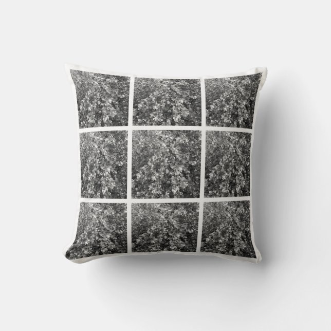 Svartvit blommor Pillow Kudde (Framsida)