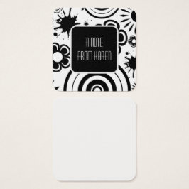 Svartvit blommor, Stänk & Ringar Notes Fyrkantigt Visitkort