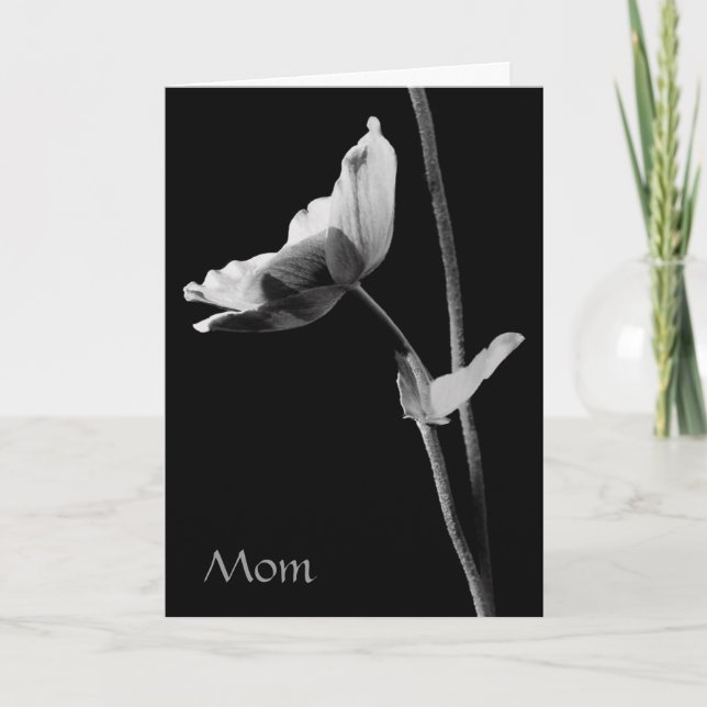 Svartvit blomsterkort mamma kort (Framsida)