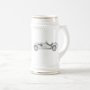 Svartvit BMW 328 illustration 1936 Sejdel