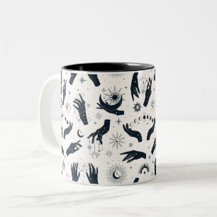 Svartvit Boho Måne mystisk hand Två-Tonad Mugg