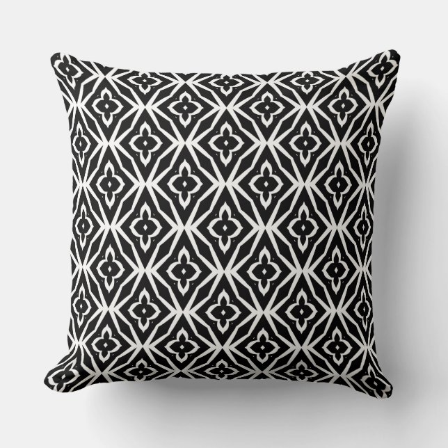Svartvit Boho Modern Dekorativ kudde (Framsida)