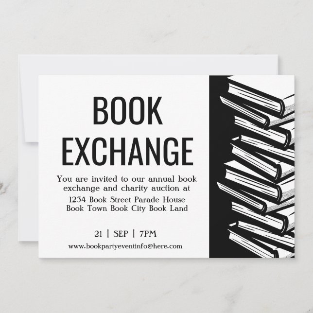 Svartvit Bok Exchange Inbjudningar (Framsida)