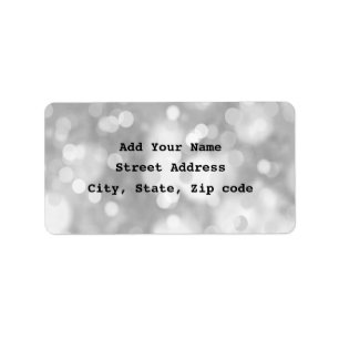 Svartvit Bokeh Silver Elegant Simple Glitter Adressetikett