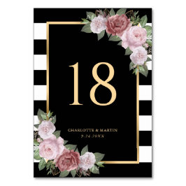 Svartvit Bordsnummer för  Blommigt i Guld