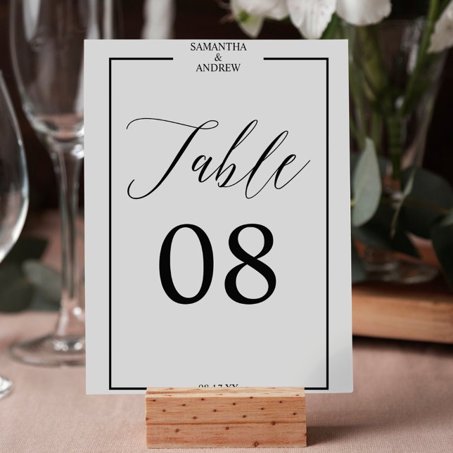 svartvit bordsnummer för kalligrafi av elegant (Elegant calligraphy black white table number)