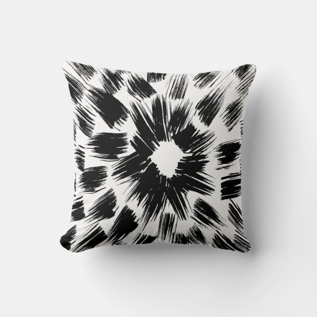 Svartvit borstad grunge Dekorativ kudde (Framsida)