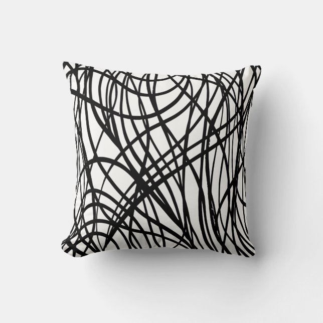 Svartvit borstad grunge Dekorativ kudde (Framsida)