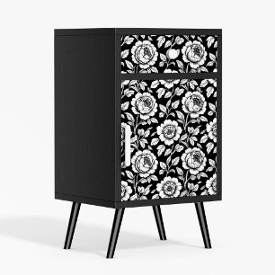Svartvit botaniskt decoupage Poster Pappert