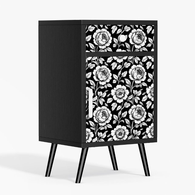 Svartvit botaniskt decoupage Poster Pappert (This is a mockup, your design may be larger/smaller depending on what size poster you purchase)