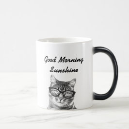 Svartvit bra-morgonmeddelande 11oz cat mugg
