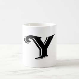 Svartvit Brev Y Monogram Kaffemugg