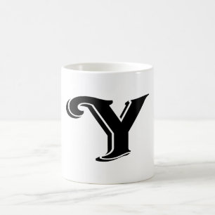 Svartvit Brev Y Monogram Kaffemugg