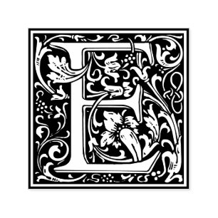 Svartvit bricka i brev E art nouveau Självfärgande Stämpel