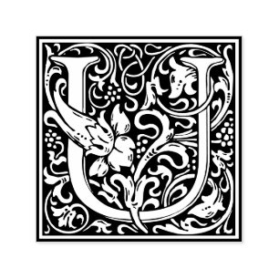 Svartvit bricka i brev U art nouveau Självfärgande Stämpel